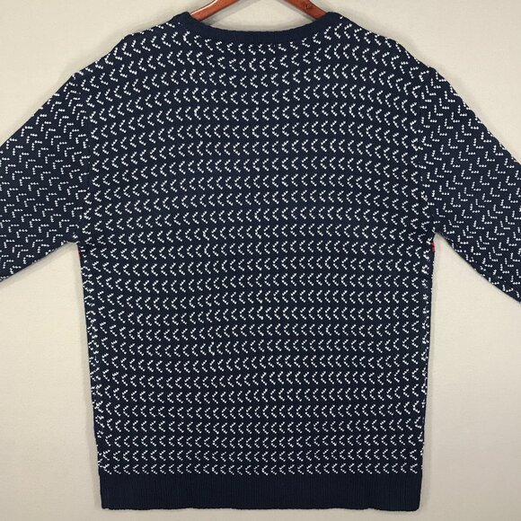 Daisys Boutique Sweater Men's Large Blue Knit Pullover Crew Christmas Ho Ho Ho - Picture 10 of 13